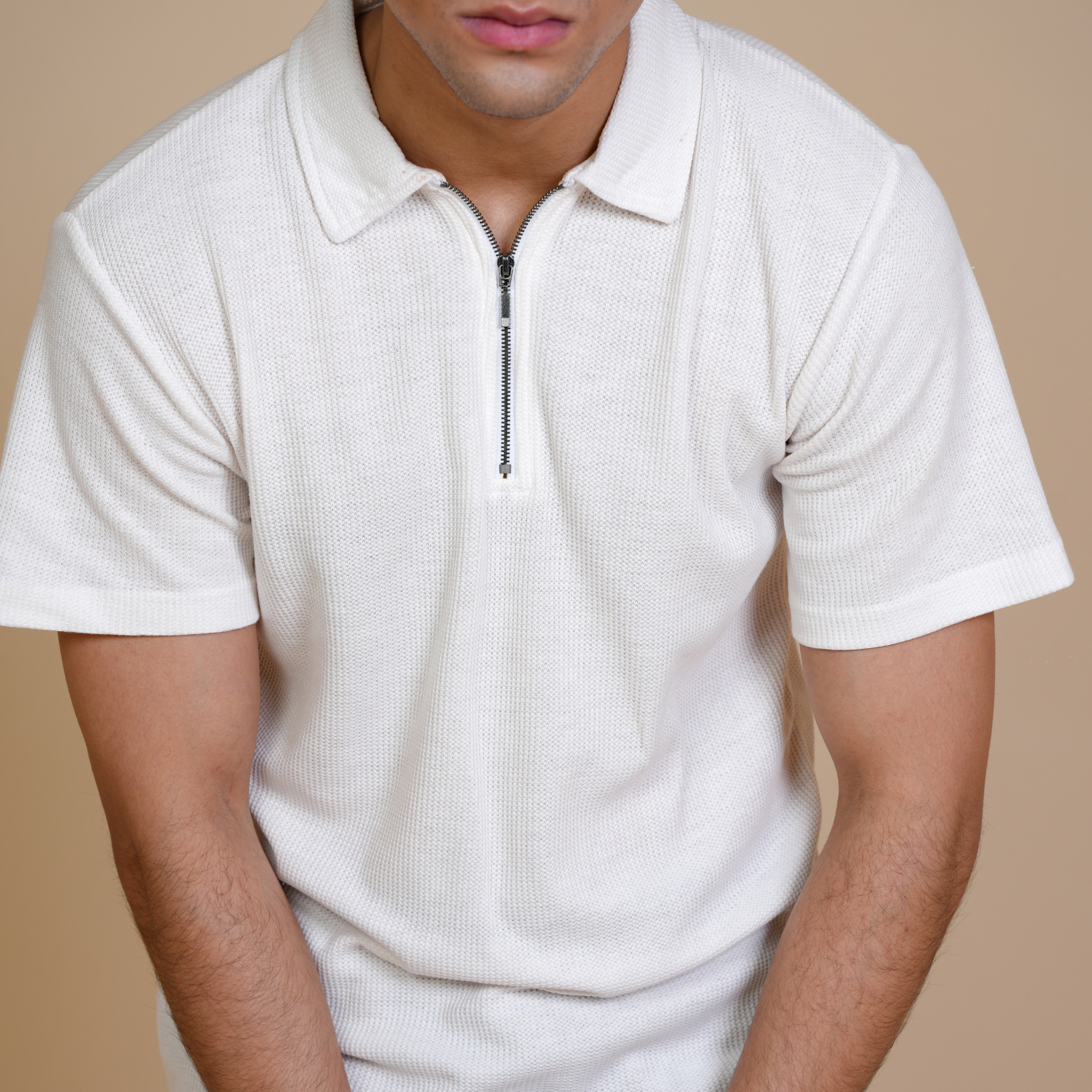 ELITE ZIP POLO WHITE