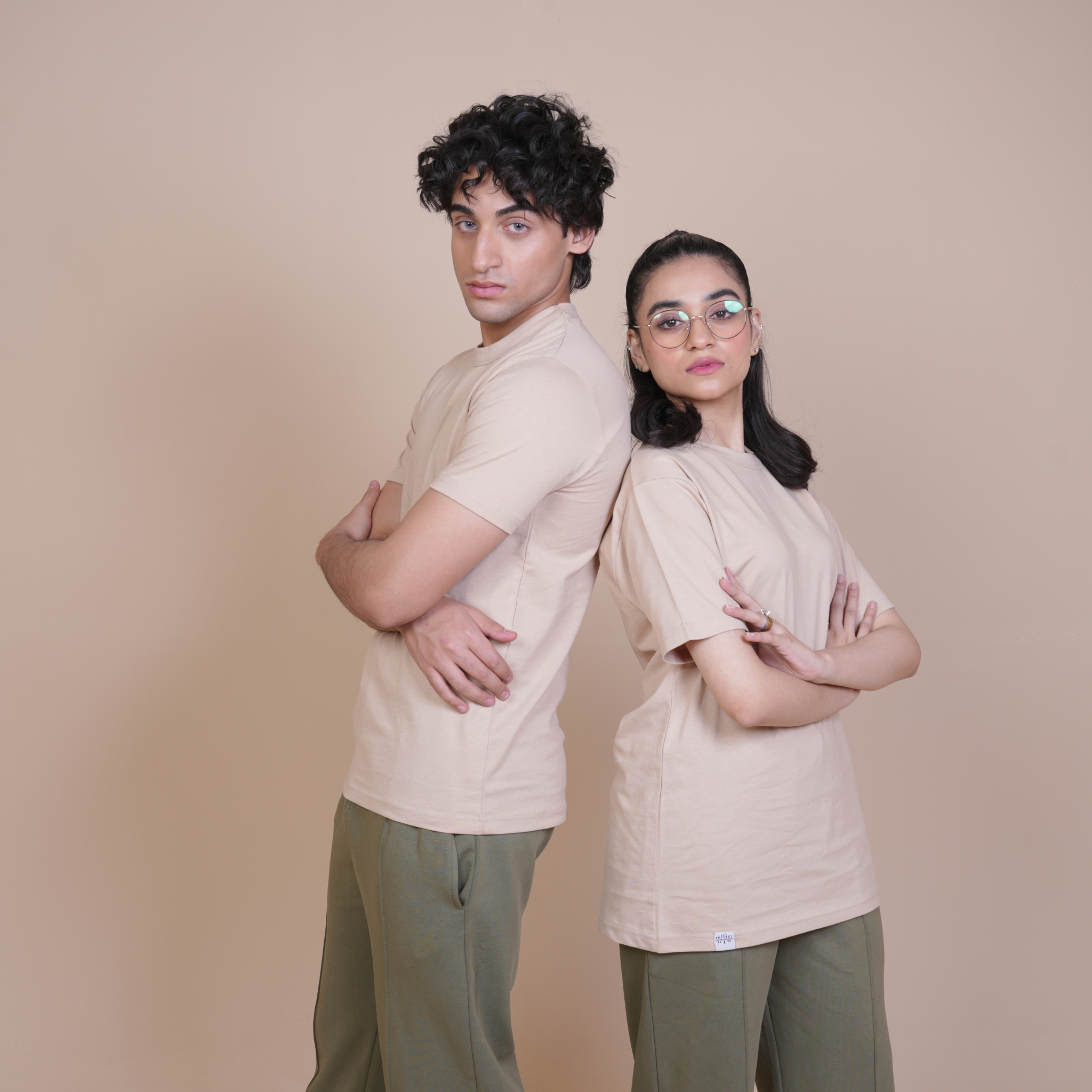 CLASSIC ALL DAY BEIGE COTTON TEE - REGULAR FIT POCKET TEES