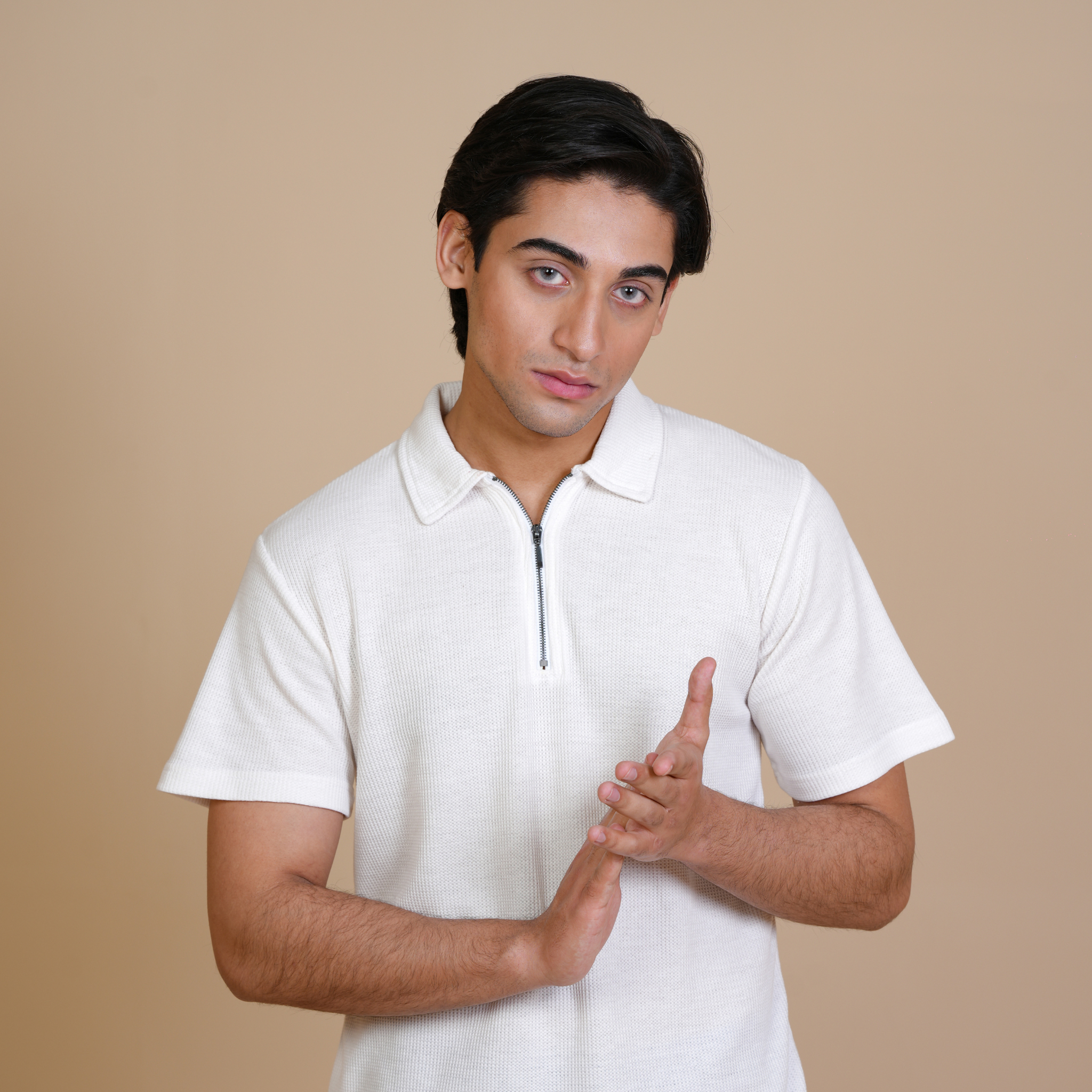 ELITE ZIP POLO WHITE