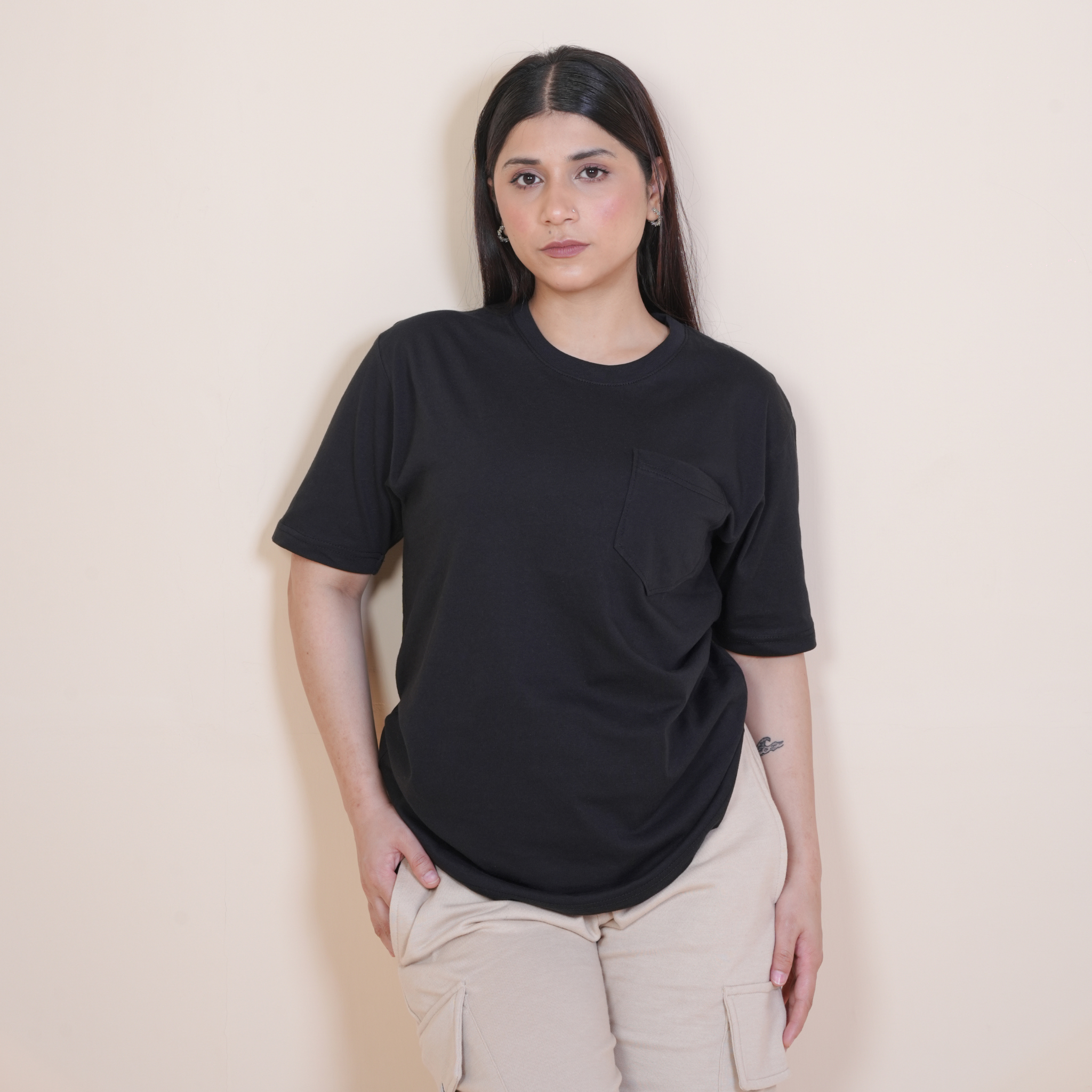 CLASSIC ALL DAY COTTON TEE - REGULAR FIT POCKET TEES BLACK