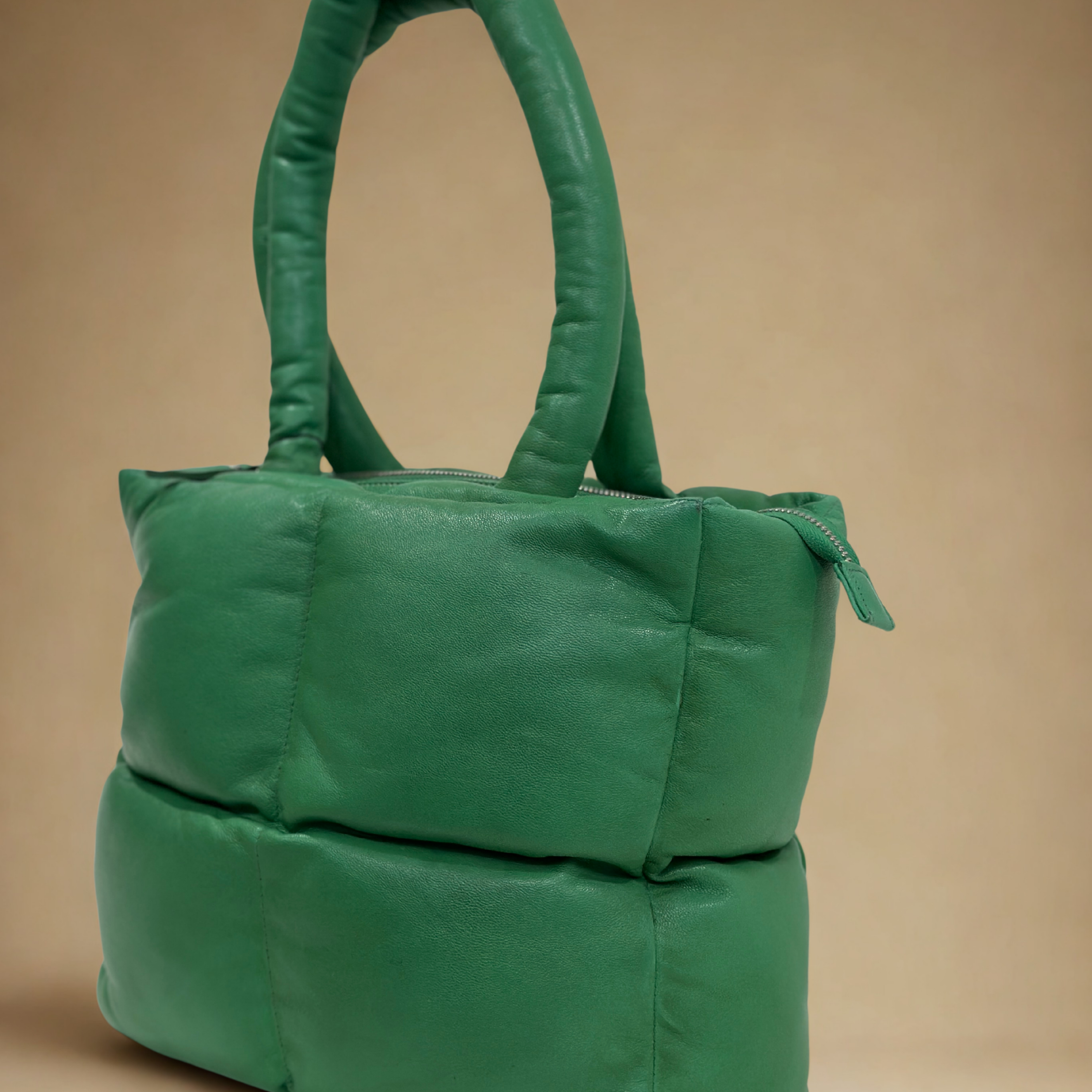 Verdant Bloom  Sheep Leather Padded Tote